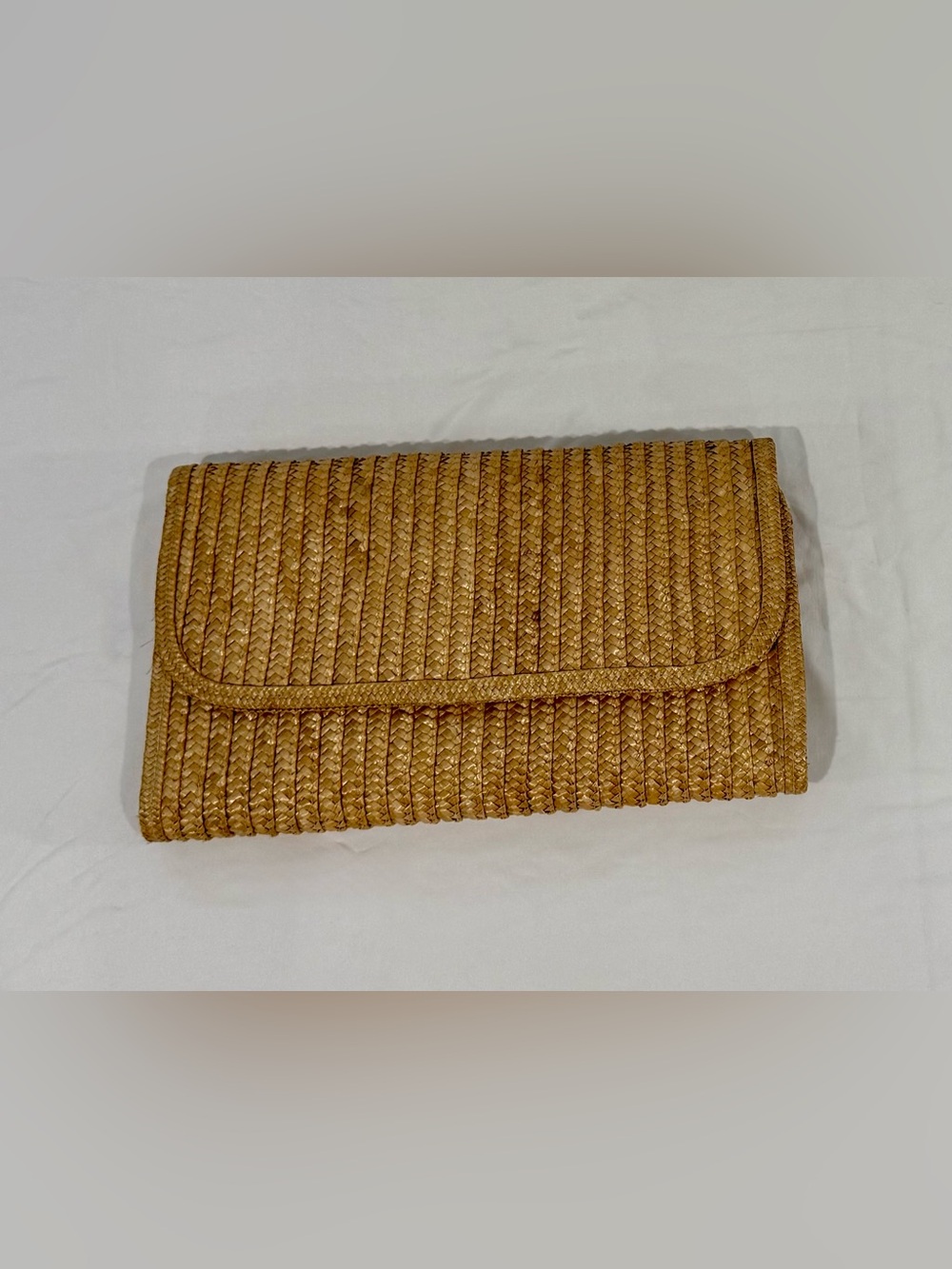 Vintage 1970’s Hong Kong Woven Clutch Bag, Snap Closure, Lined, Inner Pocket